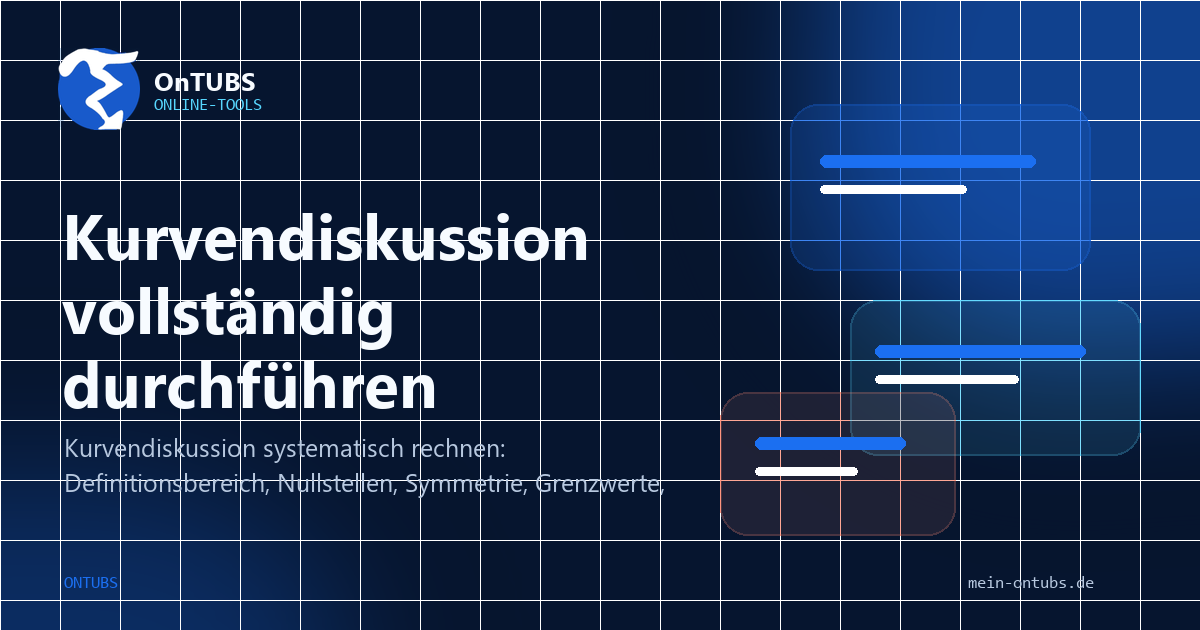 Titelbild: Kurvendiskussion: Definitionsbereich, Monotonie, Extrema und Asymptoten.