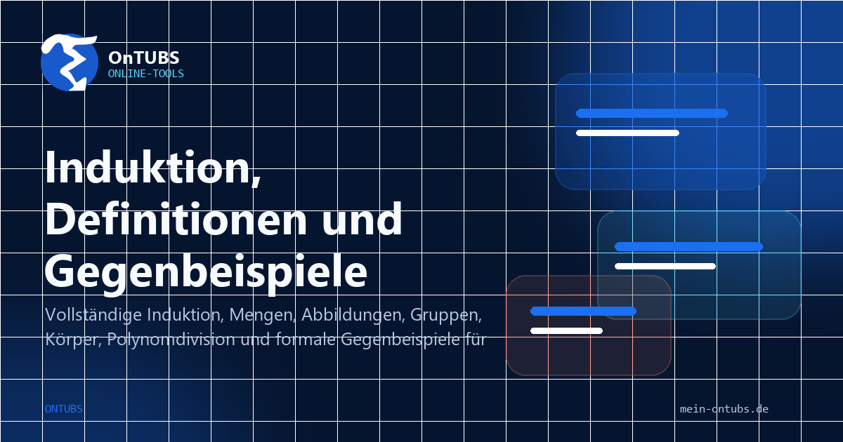 Titelbild: Vollständige Induktion, Definitionen und Gegenbeispiele.