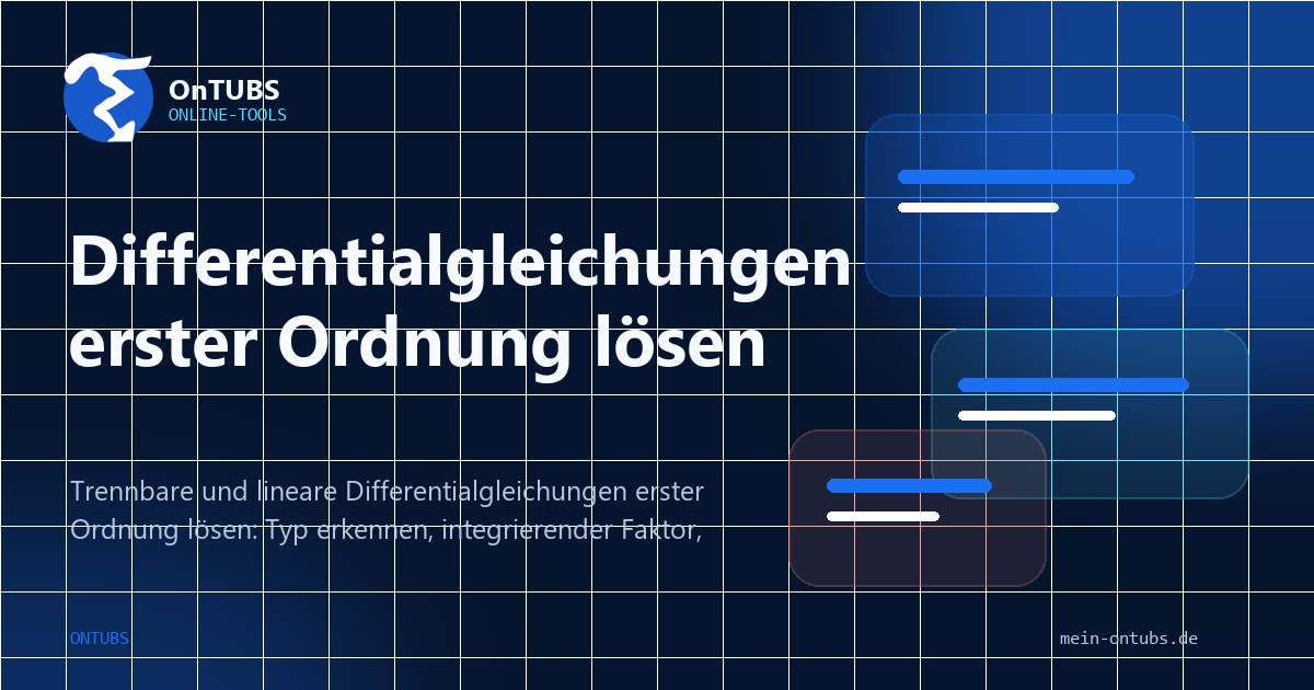 Titelbild: Differentialgleichungen erster Ordnung: trennbar und linear.
